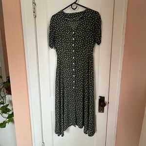 Floral Green Button-Down Dress